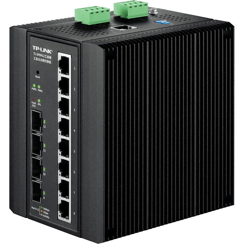 用于第 3 层工业以太网交换机网络并具备快速数据传输能力的 TP-LINK TL-SH5412 10G 工业交换机