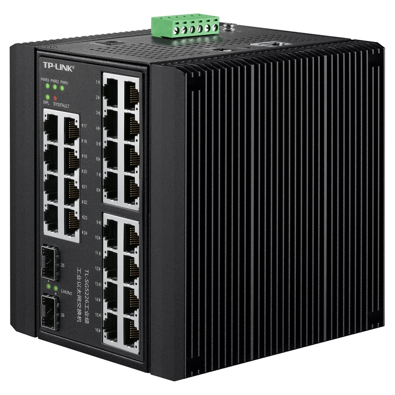 TP-LINK TL-SG5226 三层以太网交换机,适用于高可靠性导轨式工业以太网交换机机柜