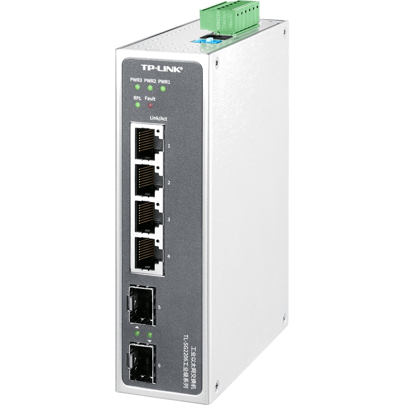TP-LINK TL-SG2206 6 端口工业以太网交换机,适用于采用 DIN 导轨安装的工业管理型以太网交换机机柜