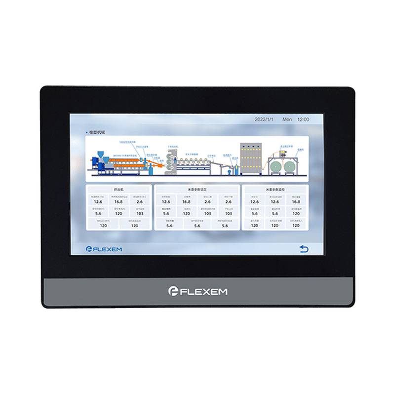 用于食品加工设备且带高亮度显示屏的 Flexem FE6370HC 7 英寸触摸屏 HMI 面板